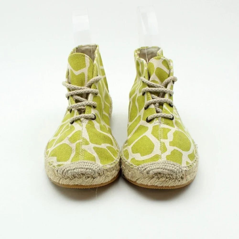 Bettye Muller Lime Green Animal Print Espadrille Shoes